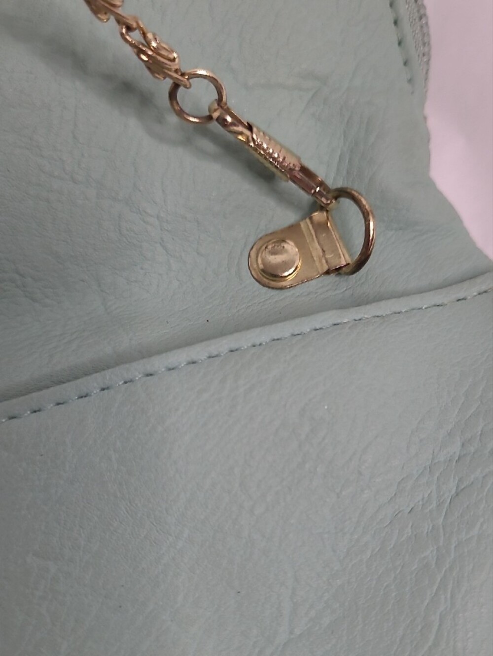 Mint Green Envelope Clutch with Gold Chain Strap - Picture 4 of 6
